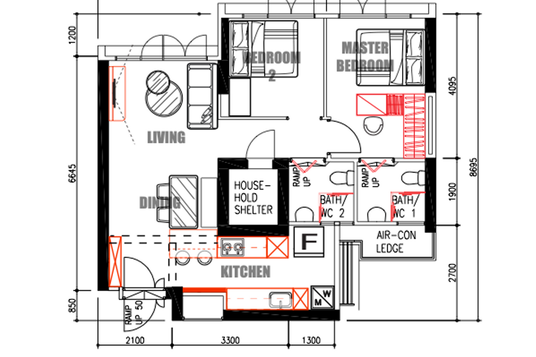 Bendemeer Road, Ingenious Design Solutions, Modern, Scandinavian, HDB, 3 Room Hdb Floorplan, 3 Room Apartment Type 1, Space Planning