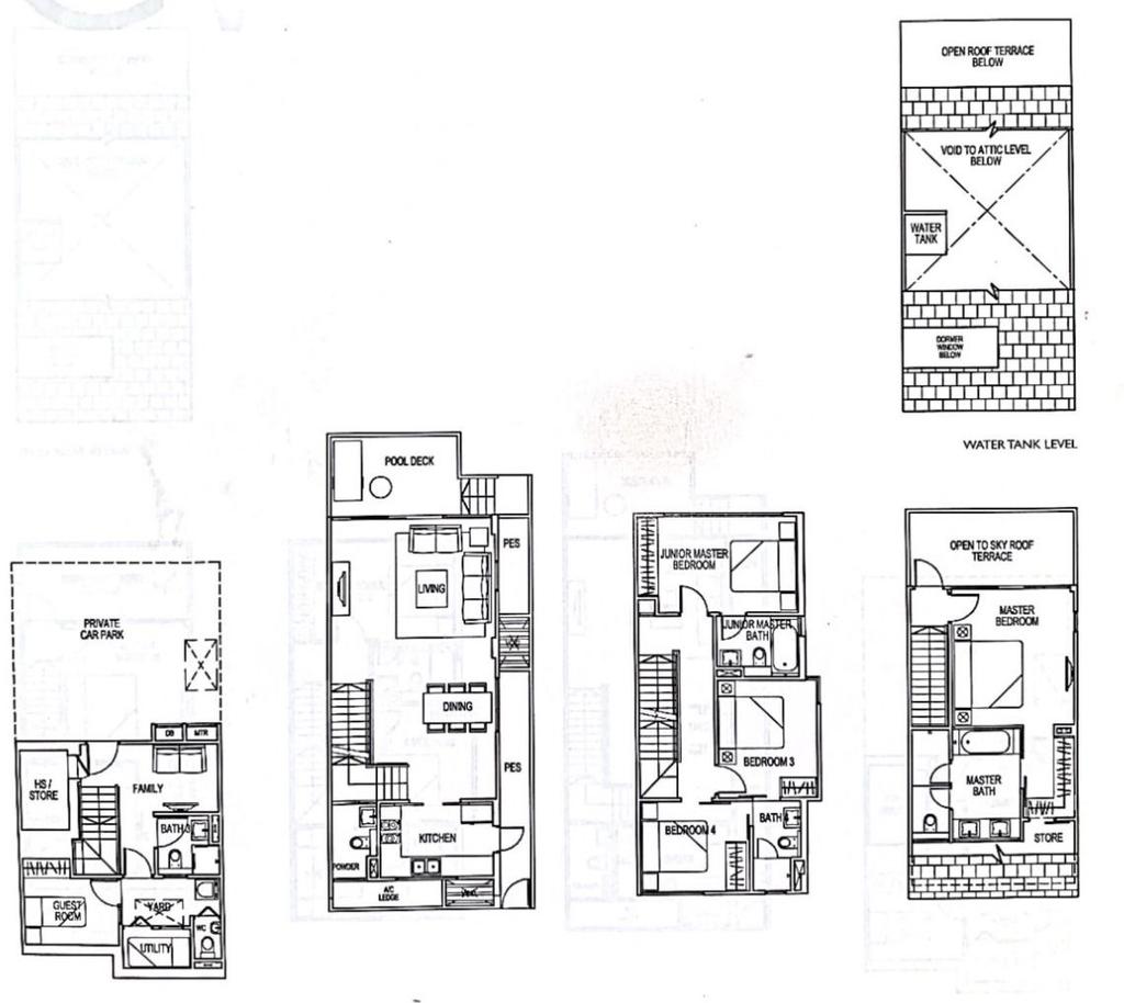 Modern, Landed, Estrivillas, Interior Designer, Starry Homestead, Original Floorplan, Cluster House Floorplan
