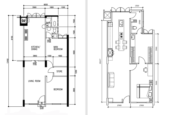 Ang Mo Kio 3-room Resale Flat Floorplan