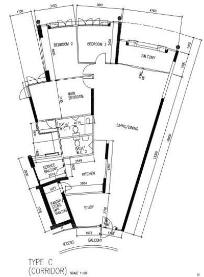 Admiralty Drive, Summer Interiors, Modern, HDB, Type C Corridor, Original Floorplan, 5 Room Hdb Floorplan