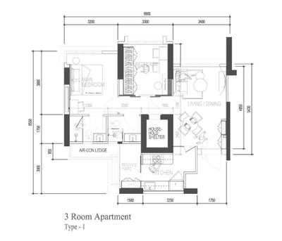 Ghim Moh Link, Third Paragraph, Minimalist, HDB, 3 Room Apartment Type 1, 3 Room Hdb Floorplan, Space Planning, Final Floorplan