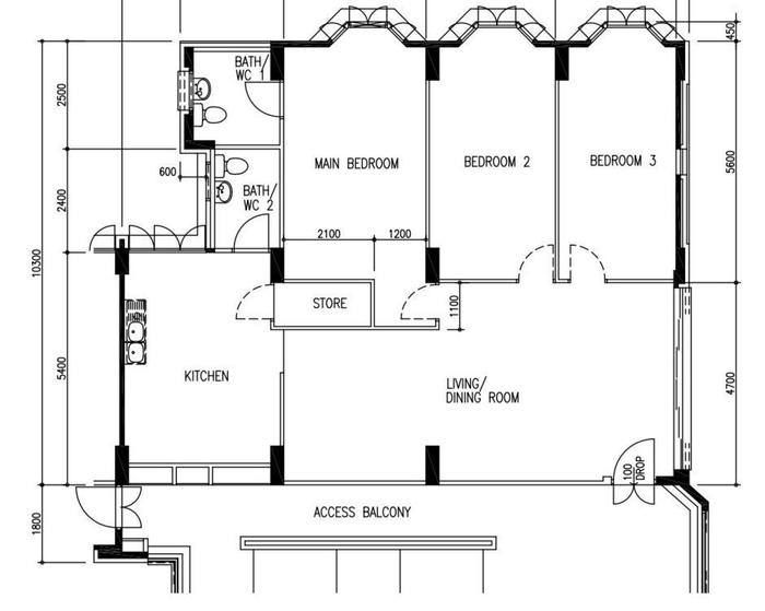 Tampines 5-room resale floorplan