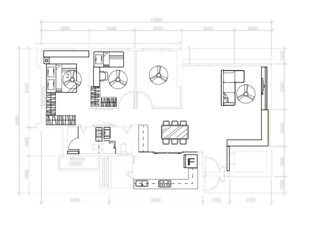 Modern, HDB, Clementi Avenue 1, Interior Designer, Yang's Inspiration Design, Space Planning, Final Floorplan, 5 Room Type 1, 5 Room Hdb Floorplan