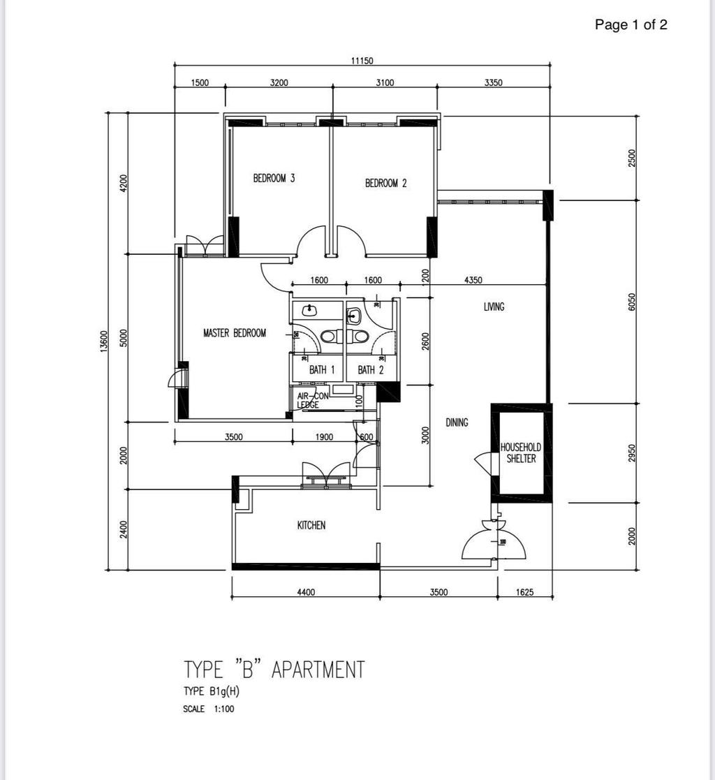 Scandinavian, HDB, Jurong West Street 93, Interior Designer, Yang's Inspiration Design, Original Floorplan, Type B Apartment, 5 Room Hdb Floorplan