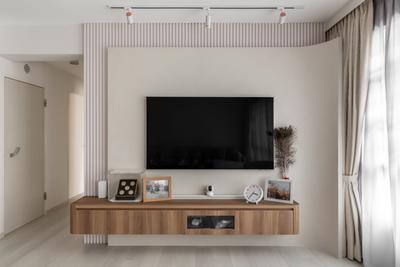 Punggol Emerald (Block 266D), Le Interior Affairs, Modern, Scandinavian, Living Room, HDB, Feature Wall, Tv Feature Wall
