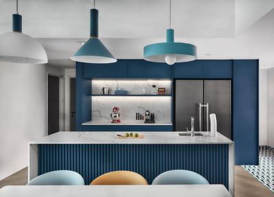 The Anchorage, Happe Design Atelier, Contemporary, Kitchen, HDB, Modern, Blue