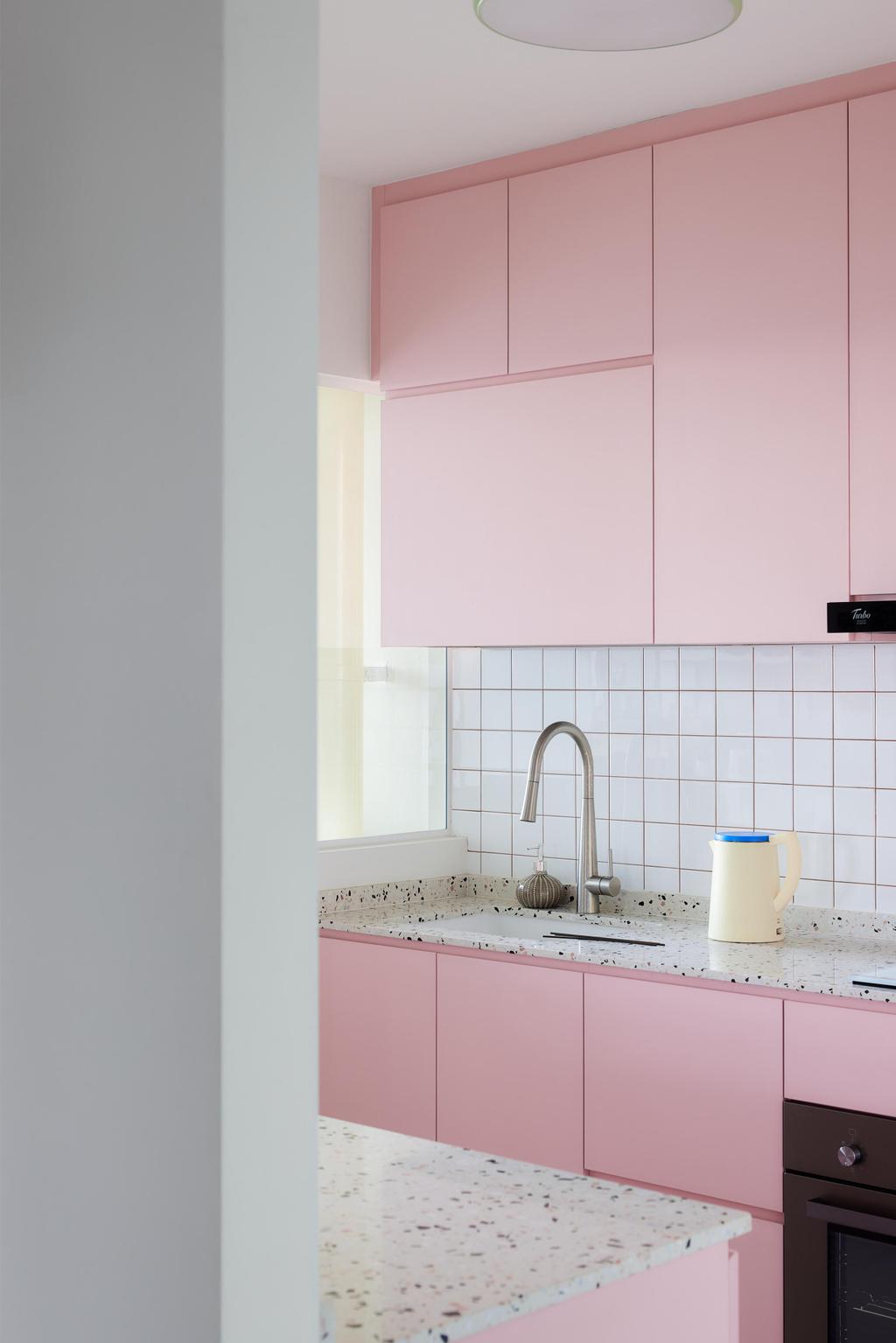 Eclectic, HDB, Kitchen, Marsiling Grove (Block 187A), Interior Designer, Ascend Design, Pink