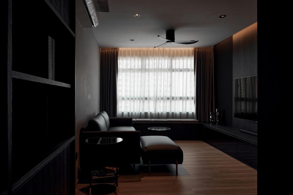 Contemporary, HDB, Living Room, Tivela, Interior Designer, Intheory Design, Industrial, Black, Dark