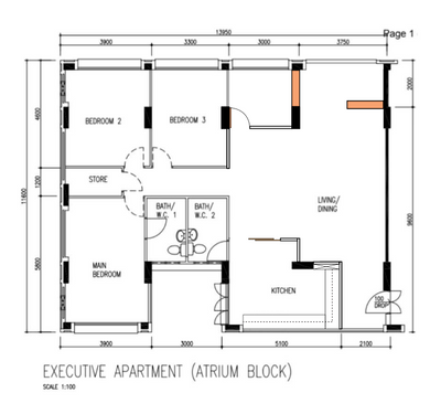 Pasir Ris Drive 4, Jialux Interior, Modern, HDB, Executive Apartment Floorplan, Original Floorplan