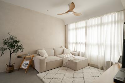 Tampines GreenCourt (Block 633B), Key Concept, Minimalist, Living Room, HDB, Feature Wall, Limewash, Wabi Sabi