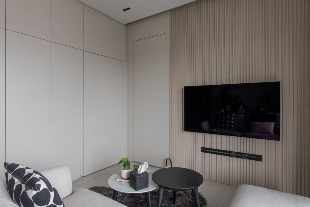 Contemporary, Condo, Living Room, Bedok Residences, Interior Designer, erstudio, Hidden Door