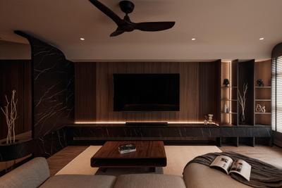 Tampines GreenCourt (Block 631A), LA Design Studio, Contemporary, Living Room, HDB, Tv Feature Wall, Feature Wall