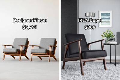 Designer Piece, Hans Wegner GE-290 Lounge Chairs, IKEA EKENASET Armchair, IKEA Dupe
