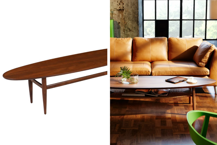 Mid-Century Modern Surfboard Style Coffee Table by Henredon, IKEA STOCKHOLM Coffee Table, Dupe