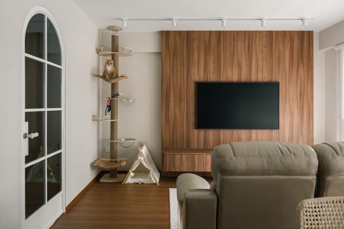 wood TV feature wall