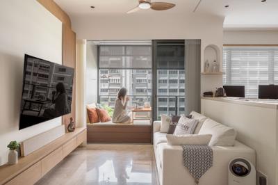 Jadescape, Urban Home Design 二本設計家, Scandinavian, Living Room, Condo, Window Seat, Nook