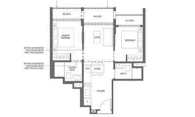 The Essence, Editor Interior, Modern, Condo, Original Floorplan, 2 Bedder Condo Floorplan