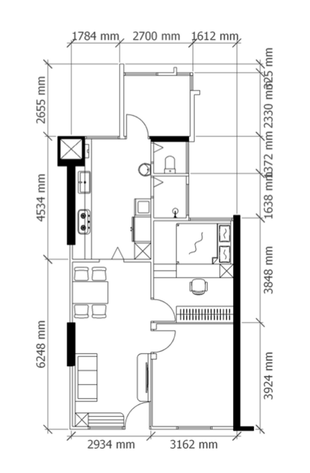 Modern, HDB, Boon Lay Place, Interior Designer, Design 4 Space, Space Planning, Final Floorplan, 3 Room Hdb Floorplan