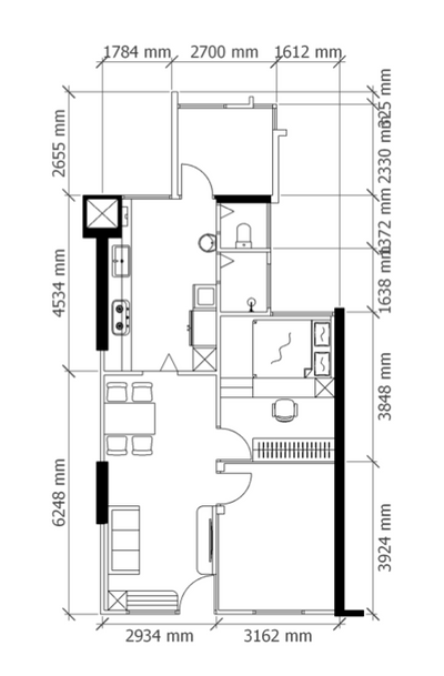 Boon Lay Place, Design 4 Space, Modern, HDB, Space Planning, Final Floorplan, 3 Room Hdb Floorplan