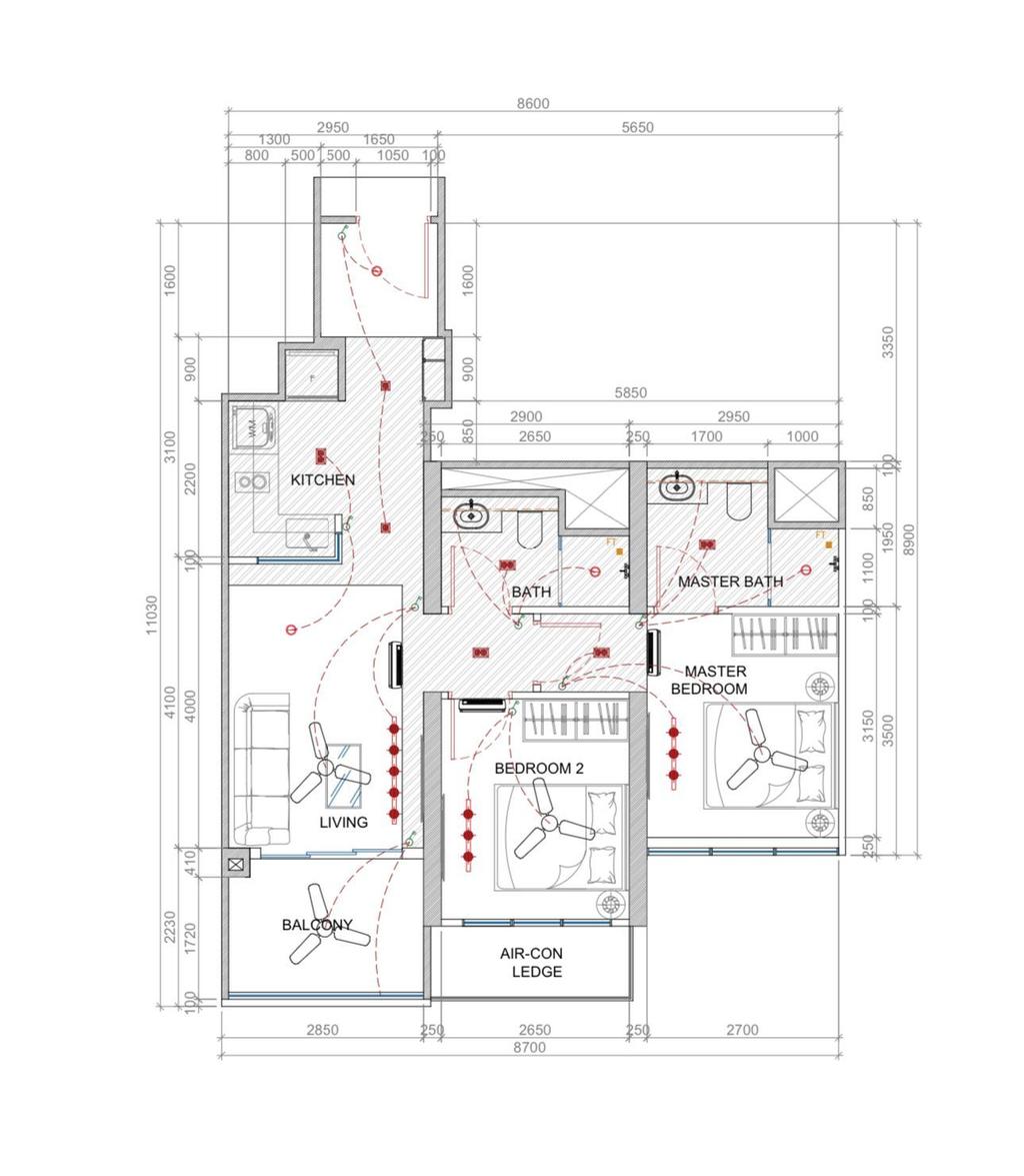 Modern, Condo, Parc Botannia, Interior Designer, A&A Urban Design, 2 Bedder Condo Floorplan, Space Planning, Final Floorplan