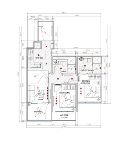 Parc Botannia, A&A Urban Design, Modern, Condo, 2 Bedder Condo Floorplan, Space Planning, Final Floorplan