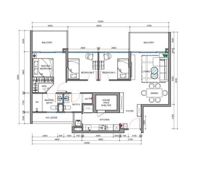 Forestville, A&A Urban Design, Modern, Condo, 3 Bedder Condo Floorplan, Space Planning, Final Floorplan