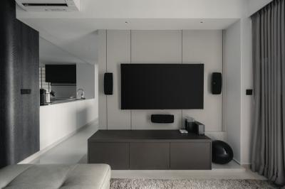 Upper Serangoon Road, SG Interior KJ, Minimalist, Living Room, HDB, Monochrome Cushions, Black And White