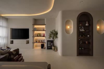 Eunos Road 2, SG Interior KJ, Contemporary, Scandinavian, Living Room, HDB, Ceiling Design, Feature Ceiling