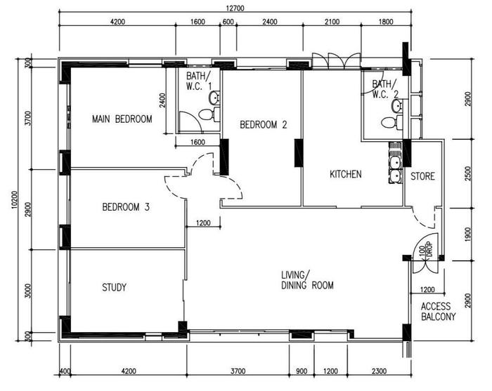 Choa Chu Kang 5-room resale floorplan