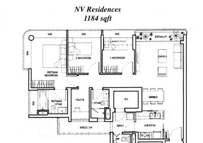 NV Residences, Design 4 Space, Modern, Modern Luxe, Condo, 4 Bedder Condo Floorplan, Space Planning, Final Floorplan