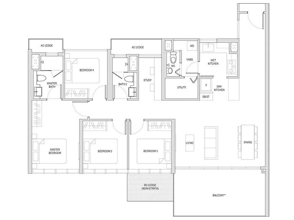Modern, Condo, Affinity At Serangoon, Interior Designer, Editor Interior, Modern Luxe, 4 Bedder Condo Floorplan, Space Planning, Final Floorplan