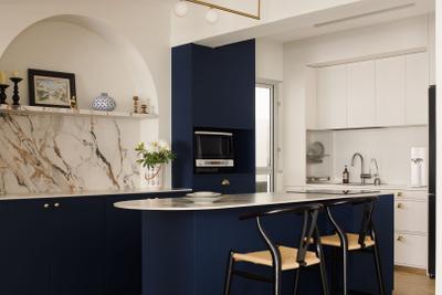 Ubi Grove (Block 357C), Anhans Interior Design, Transitional, Dining Room, HDB, Modern, Open Concept, Feature Wall, Blue