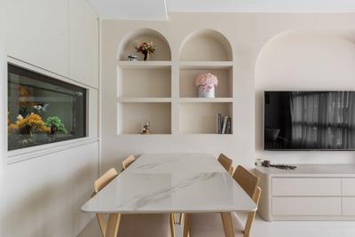 Rivervale Shores (Block 175A), Yang's Inspiration Design, Contemporary, Living Room, HDB, Feature Wall, Arch, Aquarium