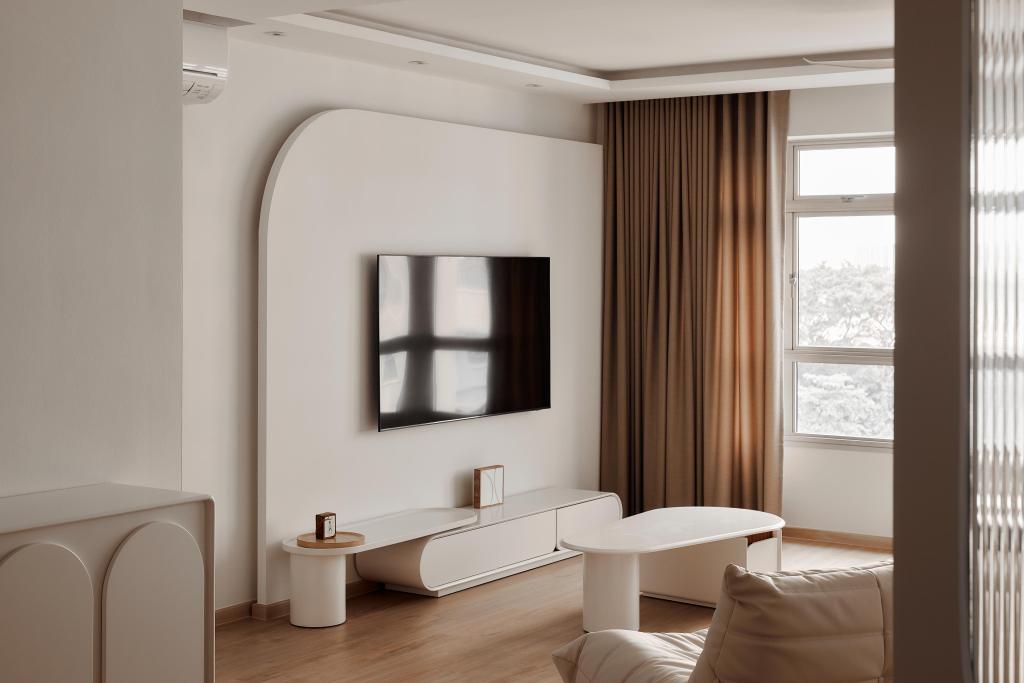 Minimalist, HDB, Living Room, Fernvale Link (Block 416B), Interior Designer, Starry Homestead, Japandi, Scandinavian, Tv Feature Wall