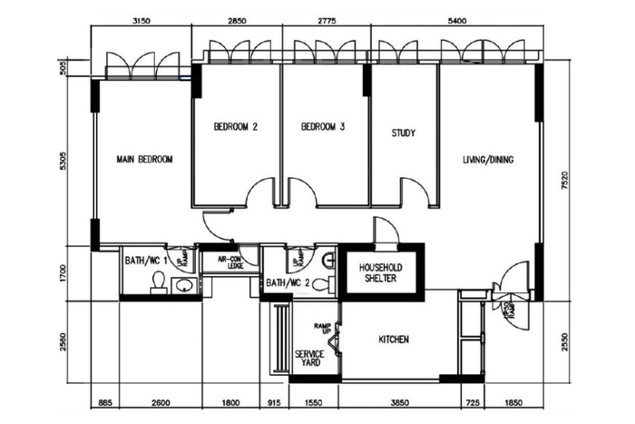 Sengkang 5-room resale flat floorplan
