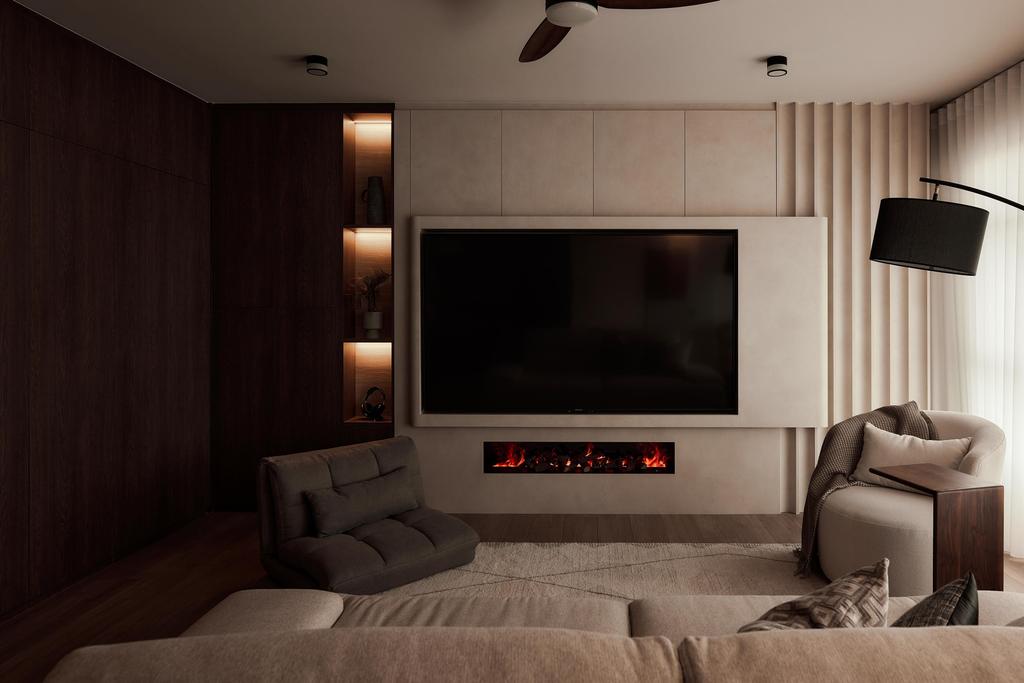 Modern, HDB, Living Room, Marsiling Grove (Block 187A), Interior Designer, Fifth Avenue Interior, Modern Luxe, Tv Feature Wall