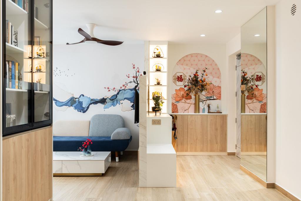 Modern, HDB, Living Room, Canberra Link, Interior Designer, Design 4 Space, Feature Wall