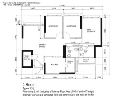 Senja Close (Block 640A), Charlotte's Carpentry, Modern, HDB, 4 Room Hdb Floorplan, 4 Room Type 3 H, Original Floorplan