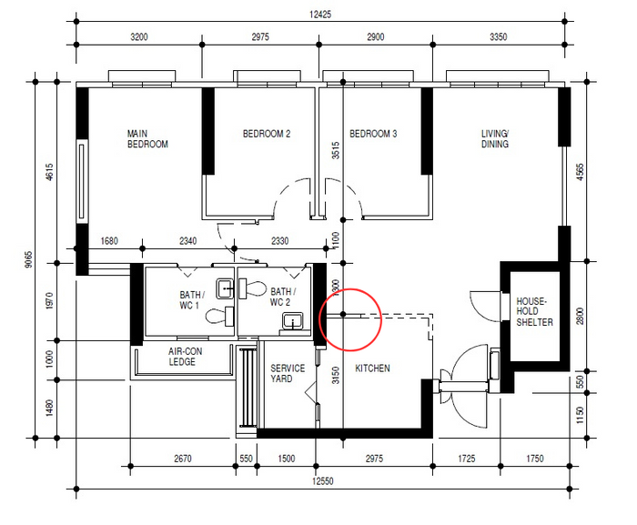 Punggol 4-room BTO floorplan