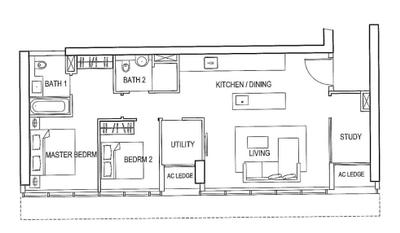 Keppel Bay, Space Atelier, Modern, Contemporary, Condo, Space Planning, Final Floorplan, 2 Bedder Condo Floorplan