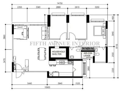 Tampines GreenCourt, Fifth Avenue Interior, Scandinavian, HDB, Space Planning, Final Floorplan, 5 Room Hdb Floorplan