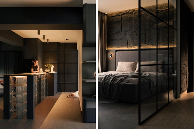 Inside a Dark ‘Hotel Suite’ Punggol BTO with Bold Stone Finishes
