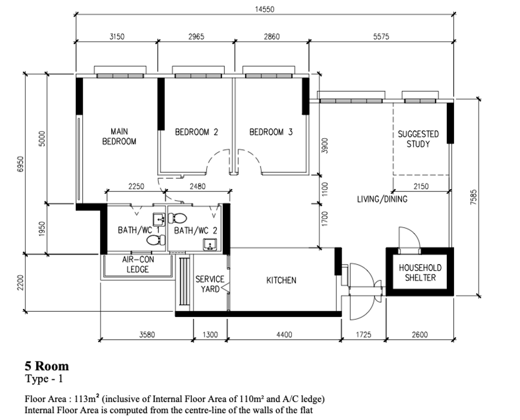 Minimalist, HDB, Tampines Street 62, Interior Designer, Design 4 Space, 5 Room Hdb Floorplan, 5 Room Type 1, Original Floorplan