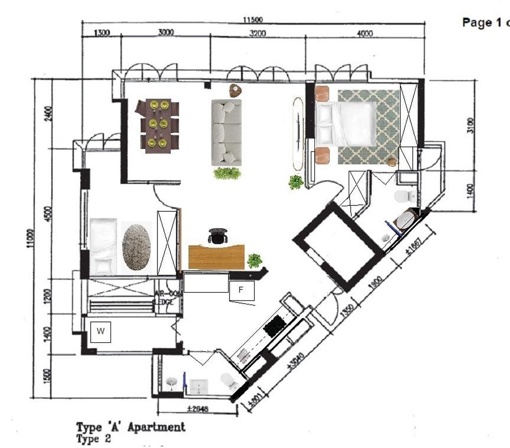 Scandinavian, HDB, The Periwinkle, Interior Designer, Design 4 Space, 4 Room Hdb Floorplan, Space Planning, Final Floorplan