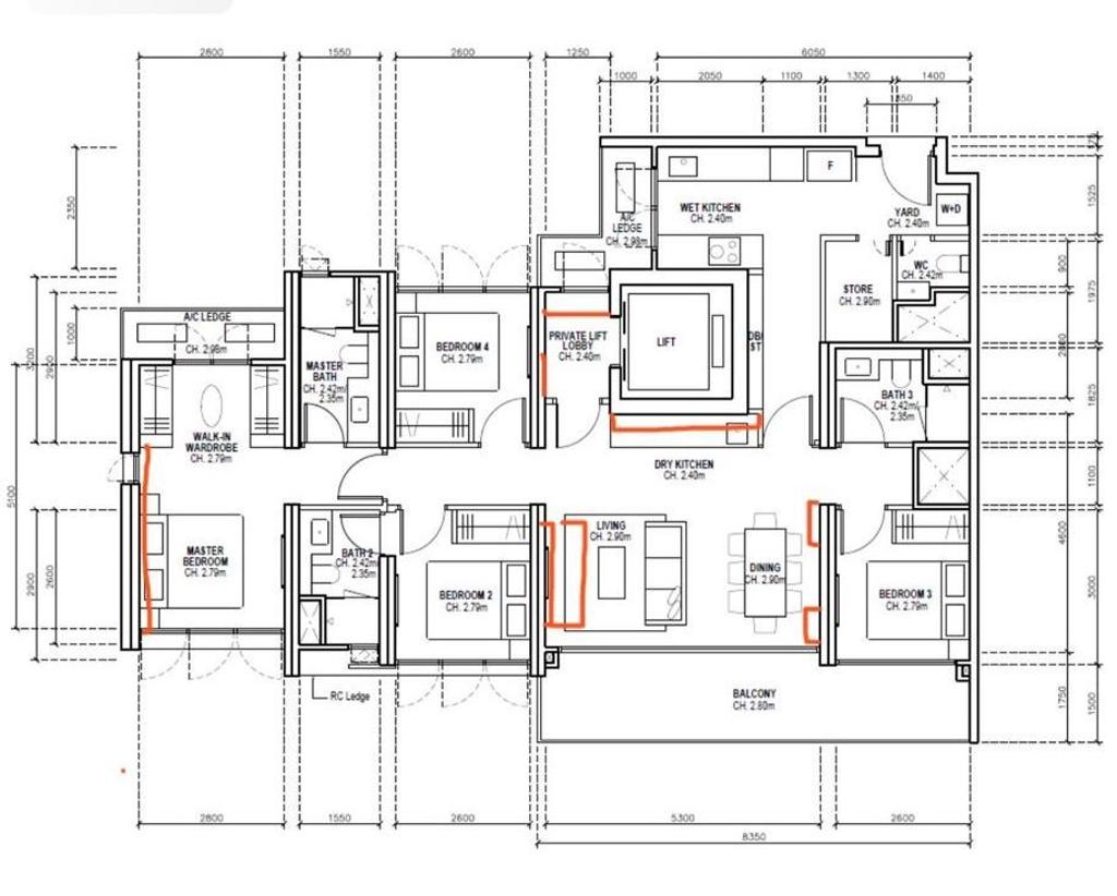 Modern, Condo, Avenue South Residence, Interior Designer, Starry Homestead, 4 Bedder Condo Floorplan, Space Planning, Final Floorplan