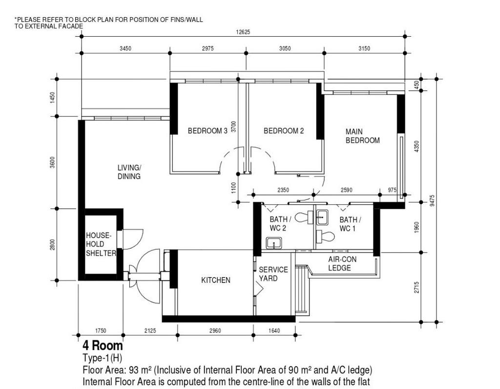 Scandinavian, HDB, Ubi Grove (Block 358C), Interior Designer, Starry Homestead, 3 Room Hdb Floorplan, Original Floorplan