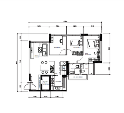 Woodleigh Hillside, Design 4 Space, Modern, HDB, Space Planning, Final Floorplan, 4 Room Hdb Floorplan
