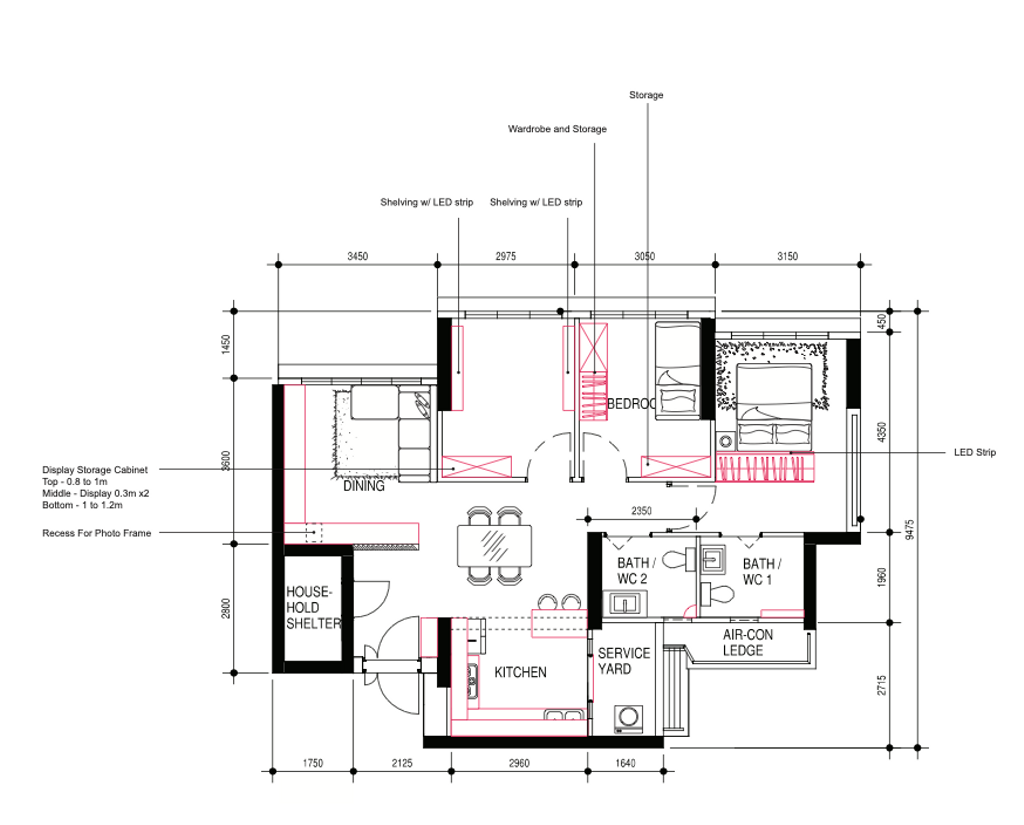 Scandinavian, HDB, Ubi Grove, Interior Designer, Design 4 Space, 3 Room Hdb Floorplan, Space Planning, Final Floorplan