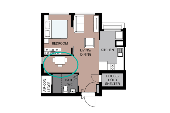 Canberra Vista 2-room Flexi BTO Flat floorplan
