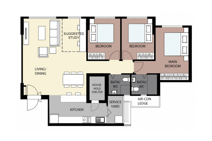 Canberra Vista 5-room BTO Flat floorplan
